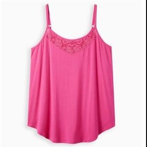 🍁 TORRID Size 28 Pink Super Soft Sleep Cami NWT with a spot